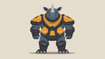 Armored Rhino Cartoon Character