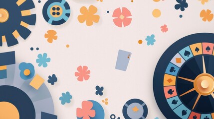 Obraz premium Colorful Casino Wheel with Floral Background