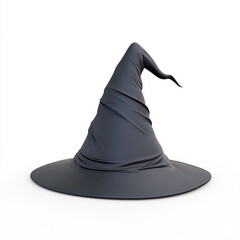 Black witch hat with buckle on a white background for Halloween