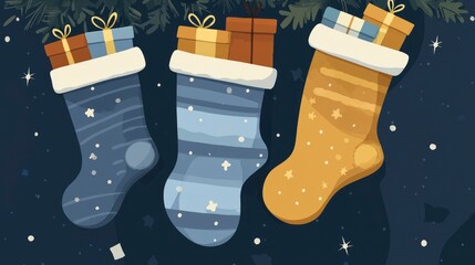 Christmas Stockings Filled with Presents