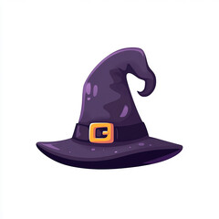 Witch hat in cartoon style on a white background