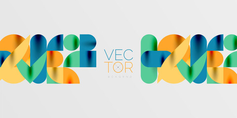 Circles, semi circles, squares and round shapes mosaic techno art. Vector Illustration For Wallpaper, Banner, Background, Card, Book Illustration, landing page