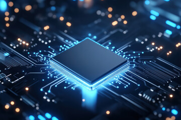 3d illustration Technology Smart motherboard chip creative map