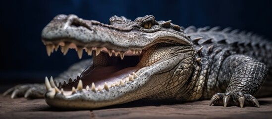 Obraz premium Close-Up of a Crocodile with Open Mouth