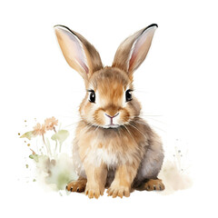 Beautiful Rabbit Watercolor Clipart, Rodent Animal Colored Design for Your Corporate and Business Graphic Resource or Creative Project, Ai Generative