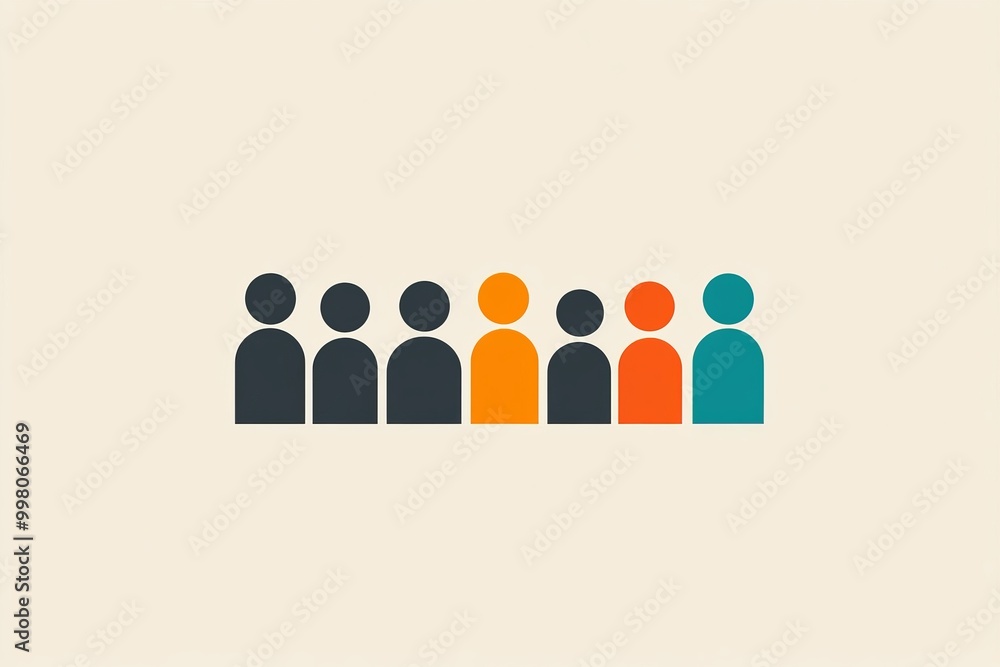Poster abstract representation of people in different colors symbolizing diversity individuality and unity 