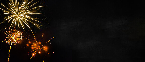 HAPPY NEW YEAR 2025 - Celebration New Year's Eve, Silvester holiday background panorama greeting...