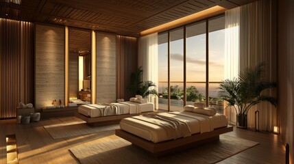 Tranquil Retreat: Luxurious City Spa with Serene Treatment Rooms and Relaxation Areas