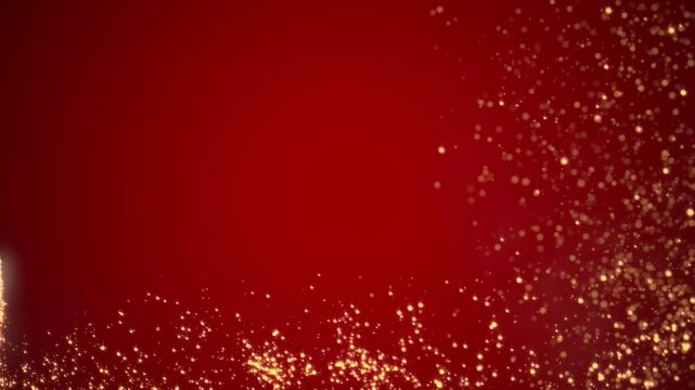 Smooth 60 fps loop animation of a glowing Christmas shooting star, with golden particles following the frame's border on a red background