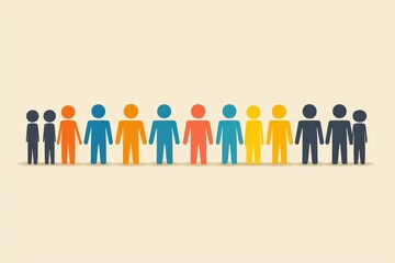 Fototapeta premium Minimalist illustration of diverse individuals standing side by side symbolizing equality inclusion and social justice in a modern design
