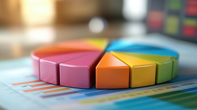 High-definition image of a pie chart illustrating stock portfolio allocations, with clear segments representing various investments in a visually appealing format