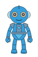 Fototapeta premium Humanoid robot vector outline illustration. 