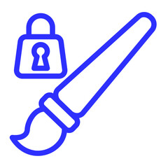 digital design brushes locked line icon