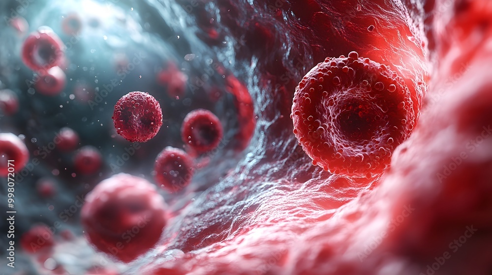 Poster dynamic 3d visualization of cells flowing through a vein in the circulatory system