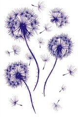 Blue Dandelion Seeds Illustration