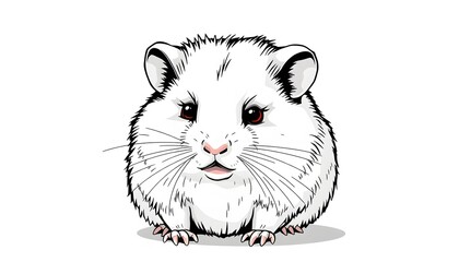 Cute Cartoon Hamster Illustration for Coloring Pages