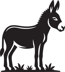 donkey silhouette vector icon, donkey logo vector black and white