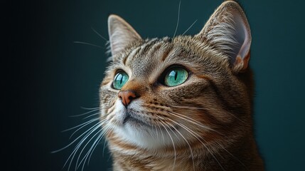 Curious Green-Eyed Cat in a 3D Style Pose - Perfect for Pet Lovers and Illustrators