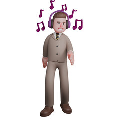 3D Illustration of a Legal Expert. A male lawyer is seen dancing with a song he heard on 