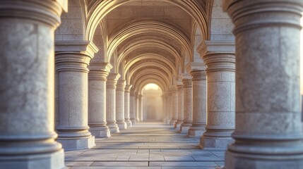 Collection of different traditional stone-arched frames sculpted in 3D