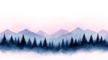 Obraz premium Faded watercolor hues of dusty rose and ice grey merging together to create a winter dawn atmosphere 