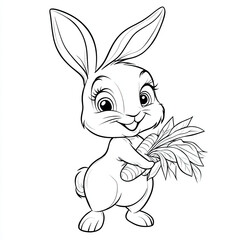 Beautiful Rabbit Coloring Page, Rodent Animal Colouring Design for Your Corporate Books and Business Graphic Resource or Creative Project, Ai Generative