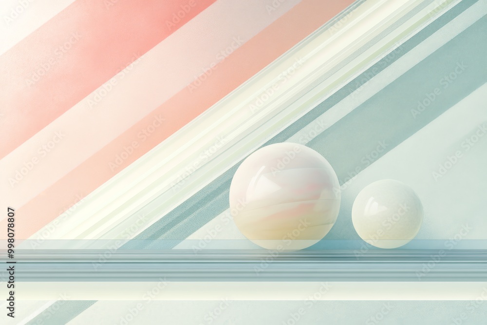 Poster abstract 3d composition with spheres and soft pastel tones symbolizing harmony balance and minimalis