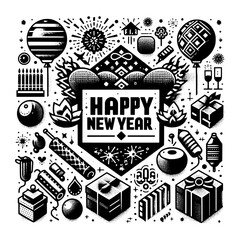 Obraz premium happy new year celebration fireworks design template