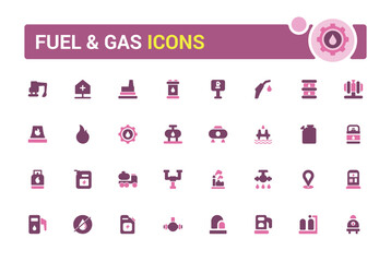 Fuel and gas filled color icon set. Colorufl icons includes fuel tank, hydrant, sign fuel, hydrogen, and More. Solid icons vector collection.