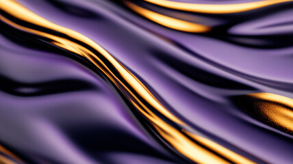 Obraz premium Flowing stream of liquid gold over a gradient from black to iridescent purple 