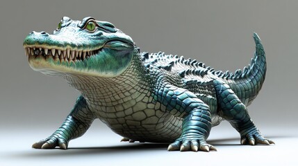 Fototapeta premium 3D Style Crocodile with Powerful Tail in Gradient for Creative Projects