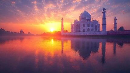 Mesmerizing Sunset Reflection of the Iconic Taj Mahal in Agra India