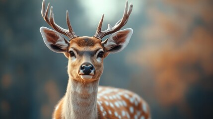 3D Style Deer with Antlers Looking Forward for Nature-Themed Designs