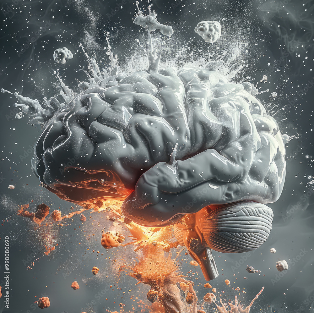 Leinwandbilder brain exploding, knowledge and creativity, ideal for educational and imaginative themes. generative 