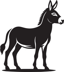 donkey silhouette vector icon, donkey logo vector black and white