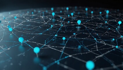 Abstract blue location point or map pin on path digital marketing technology tech innovation