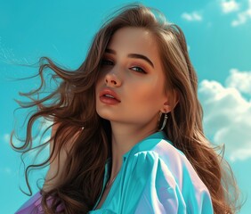 woman with long brown hair 