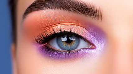 Obraz premium Layers of pastel eyeshadow shades blending seamlessly from peach to lavender soft textures with a velvet feel 