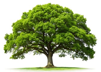 Majestic Oak Tree Isolated on White Background