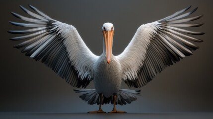 Fototapeta premium 3D Style Pelican with Wings Spread on a Vibrant Gradient Background
