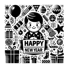 happy new year with fireworks design template