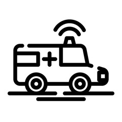 hospital car and siren cutline icon