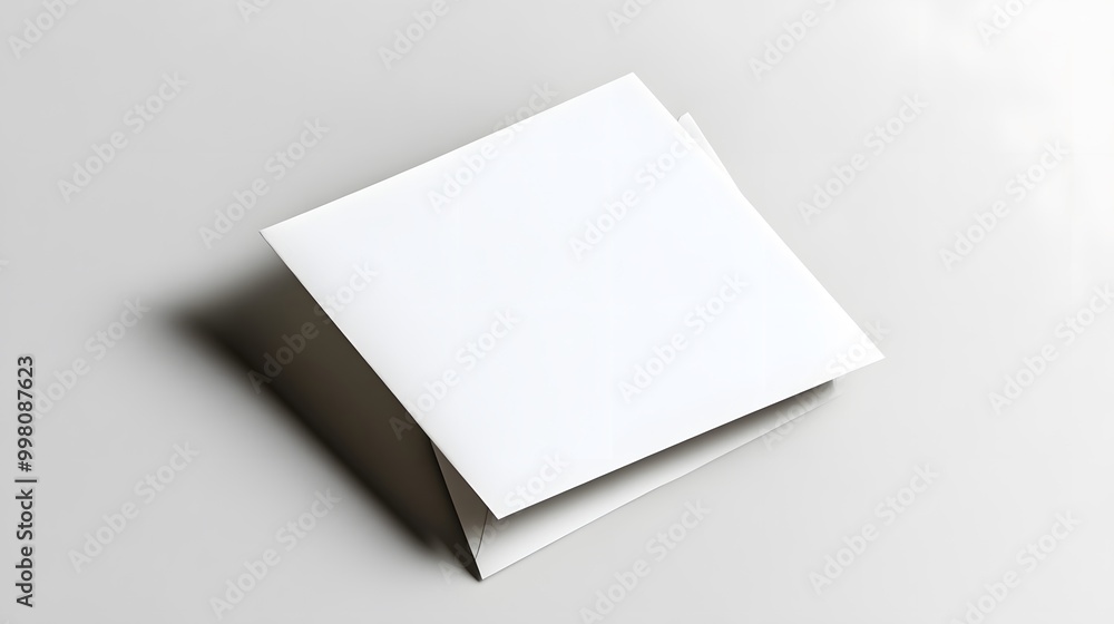 Poster a minimalistic stack of blank, square paper sheets placed on a light background, ideal for notes, sk