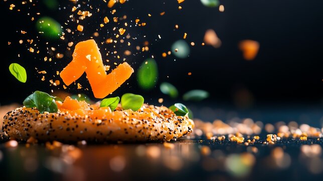 Sustainable plantbased salmon made from carrots on a bagel