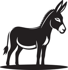 donkey silhouette vector icon, donkey logo vector black and white