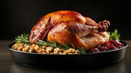 Delicious roasted turkey with garnish