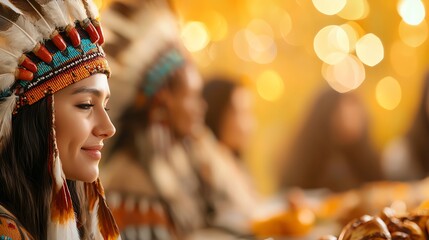 Native American celebration with traditional attire
