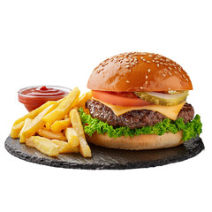 Burger & Fries PNG isolated on Transparent background