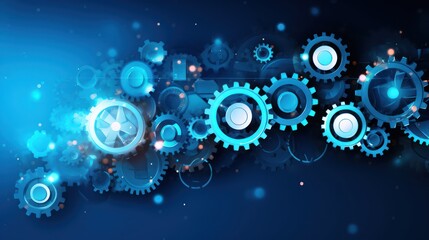 Abstract Gear Background -  Blue Technology Design