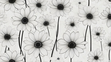 Seamless Pattern Of White Flowers On White Background
